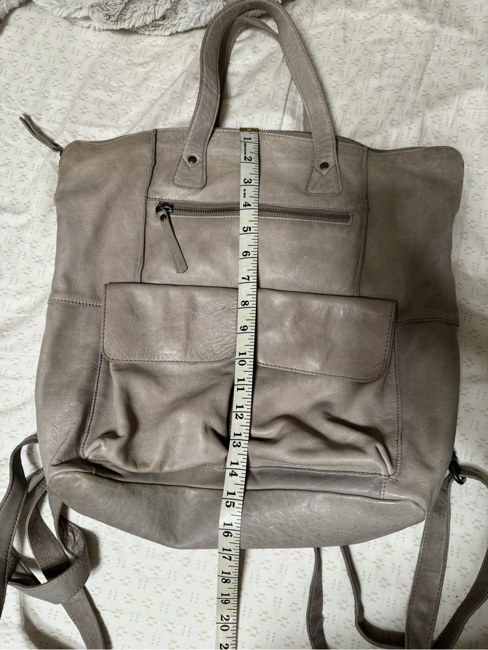 VILENCA Convertible Leather Backpack Tote in Grey - Picture 9 of 9
